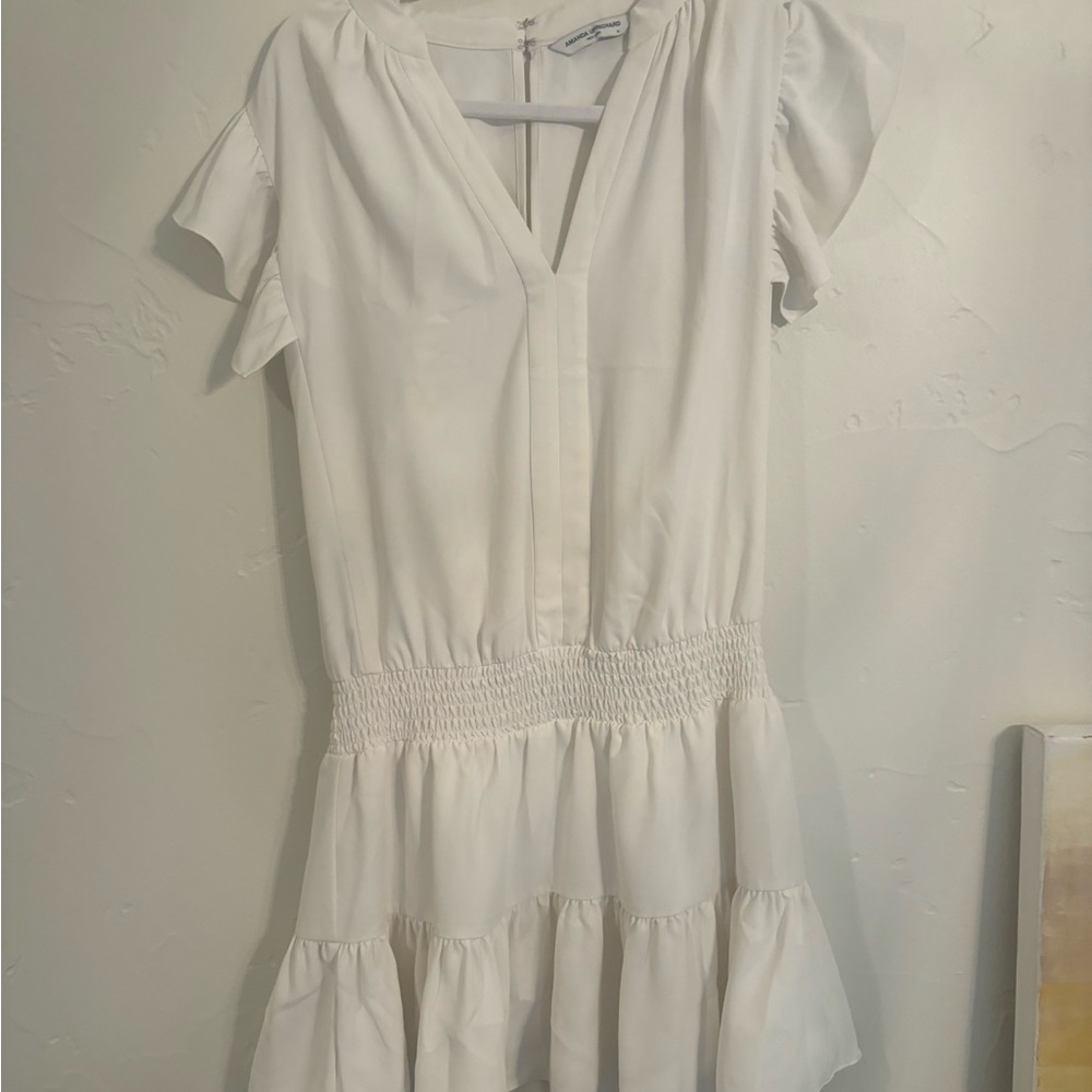 Amanda Uprichard White Ruffle Dress